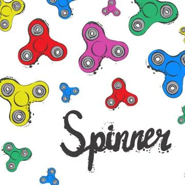 Background with fidget spinner text hand lettering calligraphy Stock Illustration