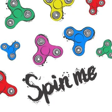 Background with fidget spinner text hand lettering calligraphy Illustrazione stock