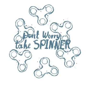 Background with fidget spinner text hand lettering calligraphy Stock Illustration