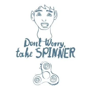 Background with fidget spinner text hand lettering calligraphy Illustrazione stock