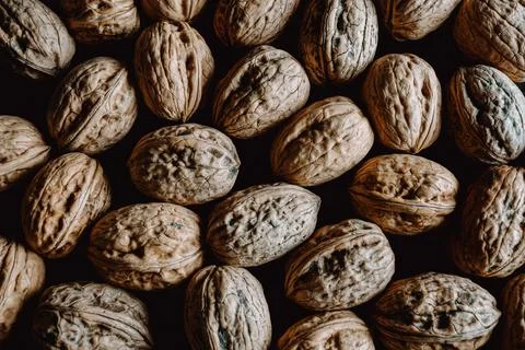 Background filled with nuts from above Stock Photos
