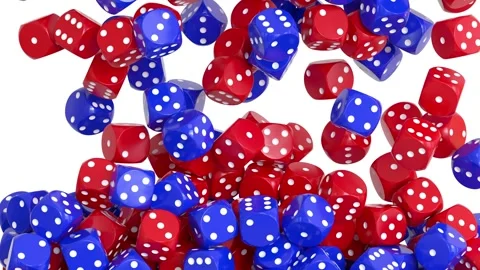 Background filled with red and blue playing dice - video transition 스톡 동영상 318386907