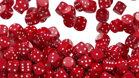 Background filled with red and white playing dice - video transition Video stock 318322259
