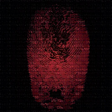 Background with fingerprint and hexadecimal code Stock Illustration