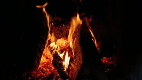 Background of a fireplace in a dark apartment Stock Footage 201341450