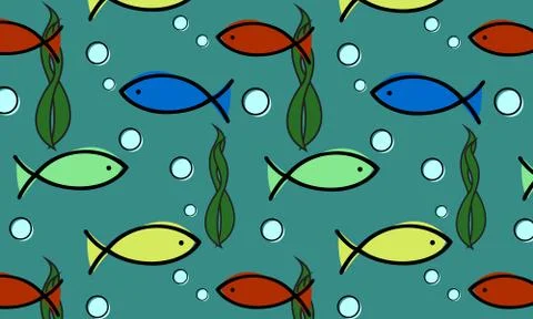 Background fish on a green Stock Illustration