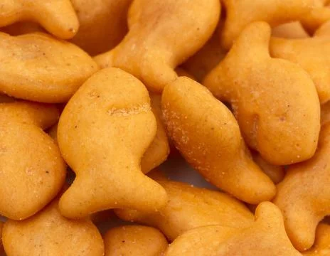 Background of Fish Shaped Cheese Crackers Stock Photos