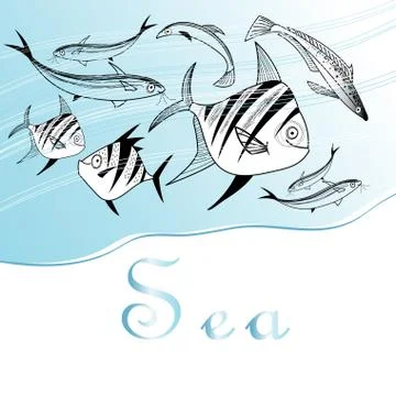 Background with fishes Stock Illustration