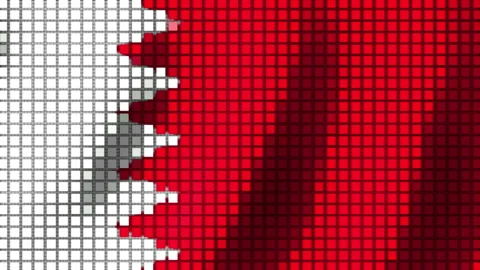 Background of the Flag of Bahrain from cubes. Seamless Animation 3D Vídeo Stock 228643665