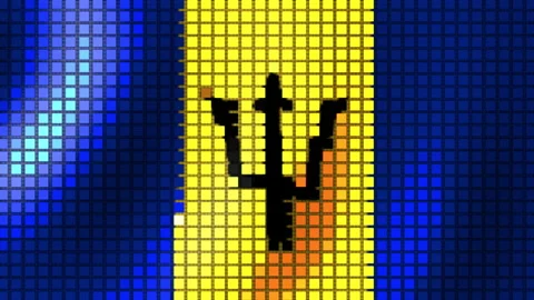 Background of the Flag of Barbados from cubes. Seamless Animation 3D 動画素材 228623012