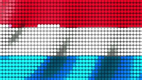 Background of the Flag of Luxembourg from round particles. Seamless Animation 3D Vídeo Stock 201160572