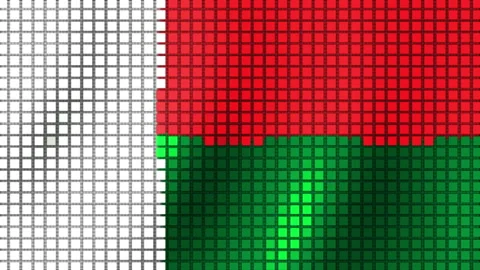 Background of the Flag of Madagascar from cubes. Seamless Animation 3D Vídeo Stock 203309504