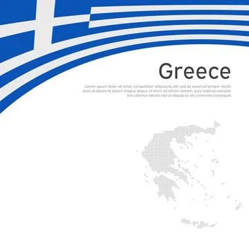 Background with flag, mosaic map of greece. Greek patriotic flyer. Vector Stock Illustration