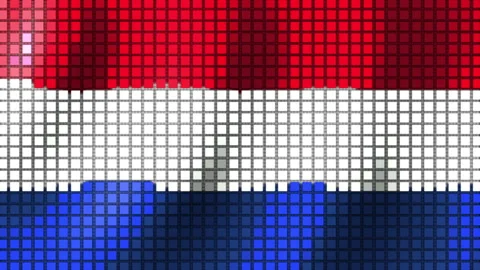 Background of the Flag of the Netherlands from cubes. Seamless Animation 3D Vídeo Stock 203320230