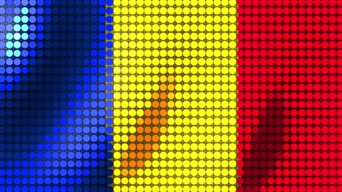 Background of the Flag of Romania from round particles. Seamless Animation 3D Видео 201166750