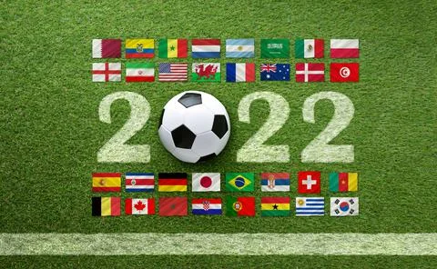 Background with flags of countries qualified soccer world cup 2022 Stock-Illustration