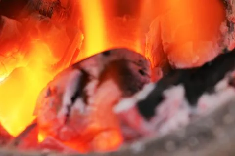Background flame heat of fire burning coals Stock Photos