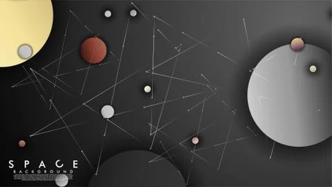 Background of Flat Space with planets and stars. Vector illustration of galax Illustrazione stock