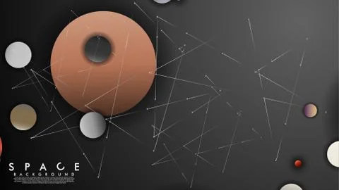 Background of Flat Space with planets and stars. Vector illustration of galax Illustrazione stock