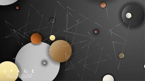 Background of Flat Space with planets and stars. Vector illustration of galax 스톡 일러스트