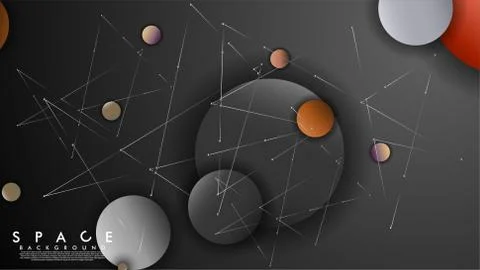 Background of Flat Space with planets and stars. Vector illustration of galax Illustrazione stock
