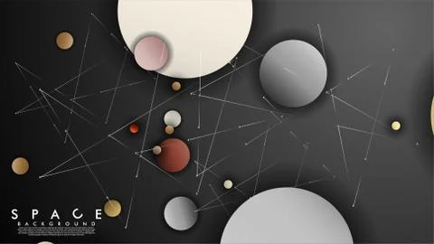 Background of Flat Space with planets and stars. Vector illustration of galax Stockillustratie