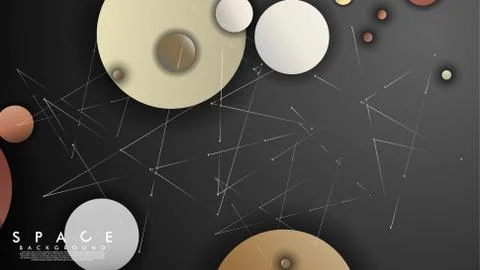Background of Flat Space with planets and stars. Vector illustration of galax Illustrazione stock