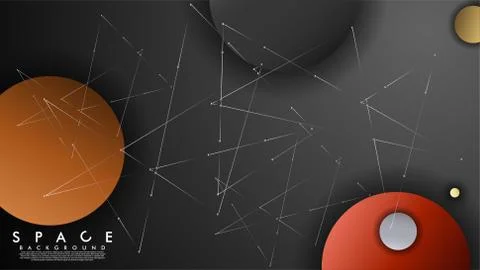 Background of Flat Space with planets and stars. Vector illustration of galax Illustrazione stock