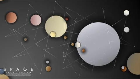 Background of Flat Space with planets and stars. Vector illustration of galax Illustrazione stock