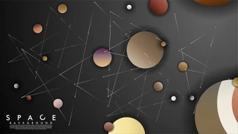 Background of Flat Space with planets and stars. Vector illustration of galax Illustrazione stock