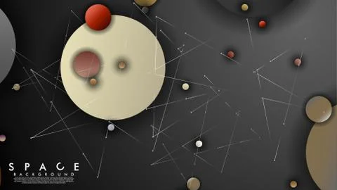 Background of Flat Space with planets and stars. Vector illustration of galax Stock Illustration