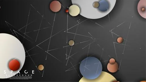 Background of Flat Space with planets and stars. Vector illustration of galax Stockillustratie