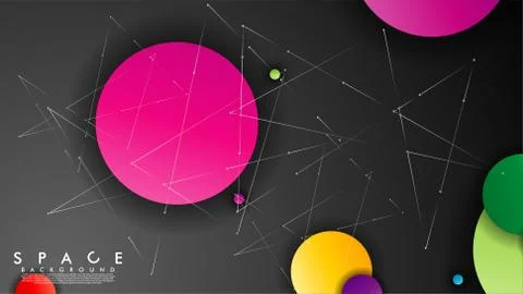 Background of Flat Space with planets and stars. Vector illustration of galax イラスト素材
