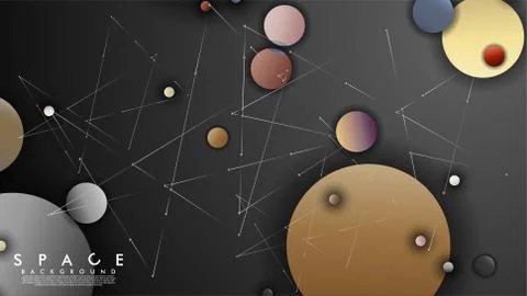 Background of Flat Space with planets and stars. Vector illustration of galax イラスト素材