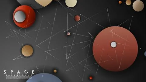 Background of Flat Space with planets and stars. Vector illustration of galax Illustrazione stock