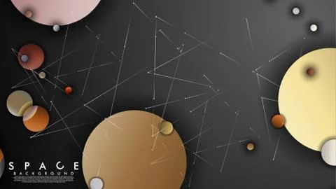 Background of Flat Space with planets and stars. Vector illustration of galax Illustrazione stock