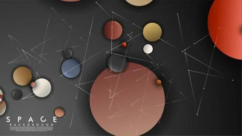 Background of Flat Space with planets and stars. Vector illustration of galax イラスト素材