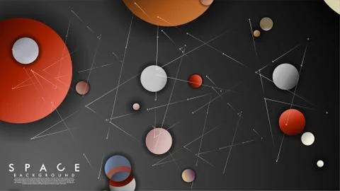 Background of Flat Space with planets and stars. Vector illustration of galax Stockillustratie