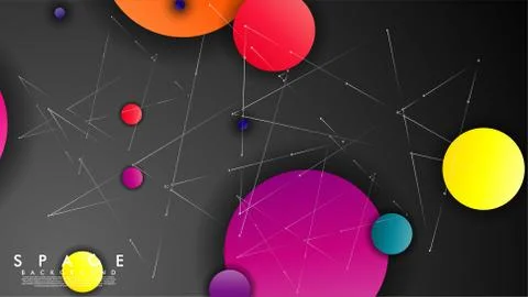 Background of Flat Space with planets and stars. Vector illustration of galax Illustrazione stock