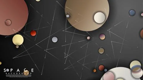 Background of Flat Space with planets and stars. Vector illustration of galax 스톡 일러스트