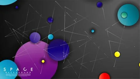 Background of Flat Space with planets and stars. Vector illustration of galax Illustrazione stock