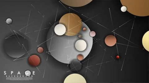 Background of Flat Space with planets and stars. Vector illustration of galax イラスト素材