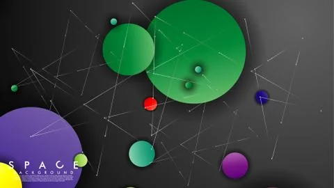 Background of Flat Space with planets and stars. Vector illustration of galax 스톡 일러스트