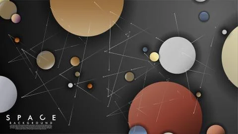 Background of Flat Space with planets and stars. Vector illustration of galax イラスト素材