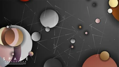 Background of Flat Space with planets and stars. Vector illustration of galax Stock Illustration