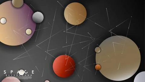 Background of Flat Space with planets and stars. Vector illustration of galax Illustrazione stock
