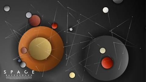 Background of Flat Space with planets and stars. Vector illustration of galax Illustrazione stock