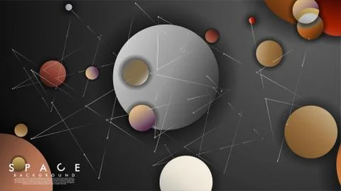 Background of Flat Space with planets and stars. Vector illustration of galax イラスト素材