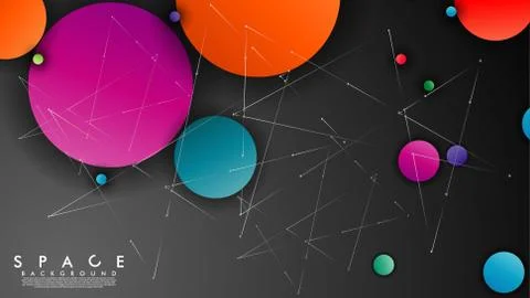Background of Flat Space with planets and stars. Vector illustration of galax Stockillustratie