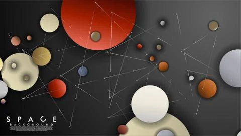 Background of Flat Space with planets and stars. Vector illustration of galax Illustrazione stock